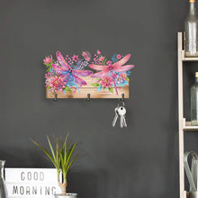Load image into Gallery viewer, Wooden Dragonfly Flower Special Shape Diamond Painting Hanging Hooks for Decor
