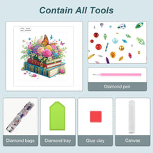 Load image into Gallery viewer, Diamond Painting - Partial Special Shaped - Reading book and flowers (30*30CM)
