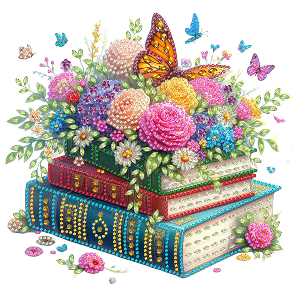 Diamond Painting - Partial Special Shaped - Reading book and flowers (30*30CM)