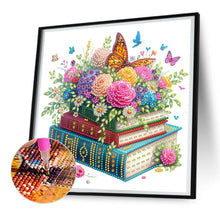 Load image into Gallery viewer, Diamond Painting - Partial Special Shaped - Reading book and flowers (30*30CM)
