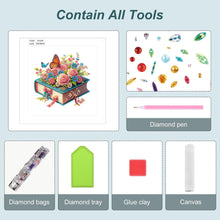 Load image into Gallery viewer, Diamond Painting - Partial Special Shaped - Reading book and flowers (30*30CM)
