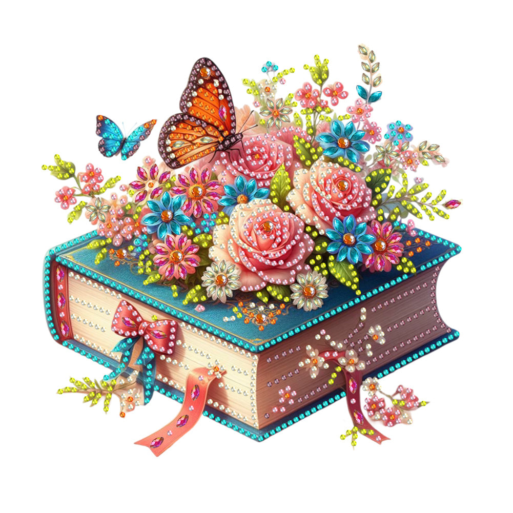 Diamond Painting - Partial Special Shaped - Reading book and flowers (30*30CM)