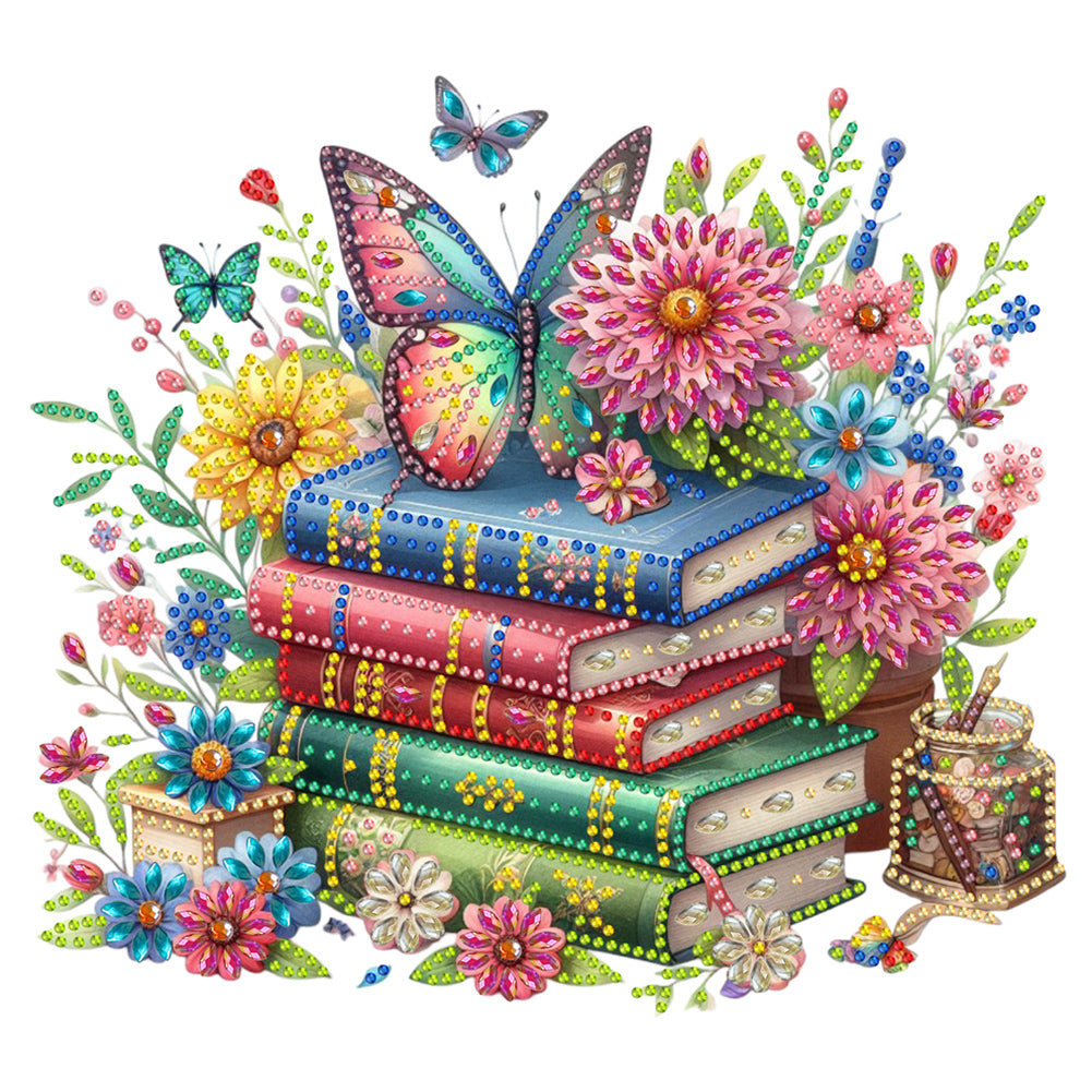 Diamond Painting - Partial Special Shaped - Reading book and flowers (30*30CM)