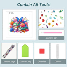Load image into Gallery viewer, Diamond Painting - Partial Special Shaped - Reading book and flowers (30*30CM)
