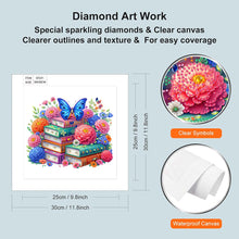 Load image into Gallery viewer, Diamond Painting - Partial Special Shaped - Reading book and flowers (30*30CM)
