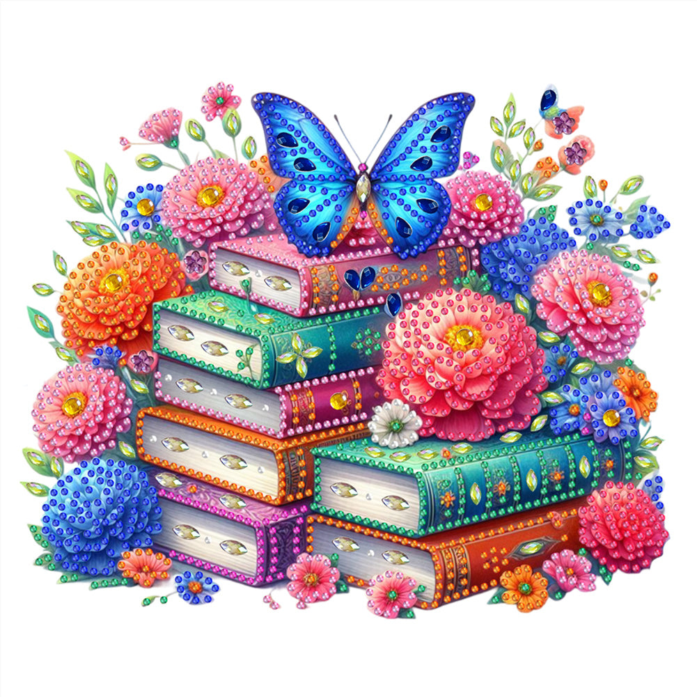 Diamond Painting - Partial Special Shaped - Reading book and flowers (30*30CM)