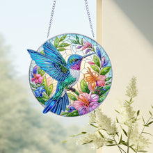 Load image into Gallery viewer, Acrylic Hummingbird Flower Special Shape Diamond Painting Hanging Pendant
