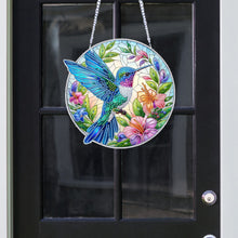 Load image into Gallery viewer, Acrylic Hummingbird Flower Special Shape Diamond Painting Hanging Pendant
