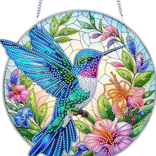 Load image into Gallery viewer, Acrylic Hummingbird Flower Special Shape Diamond Painting Hanging Pendant
