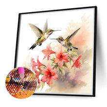 Load image into Gallery viewer, Diamond Painting - Full Round - Hummingbird holding a flower (40*40CM)
