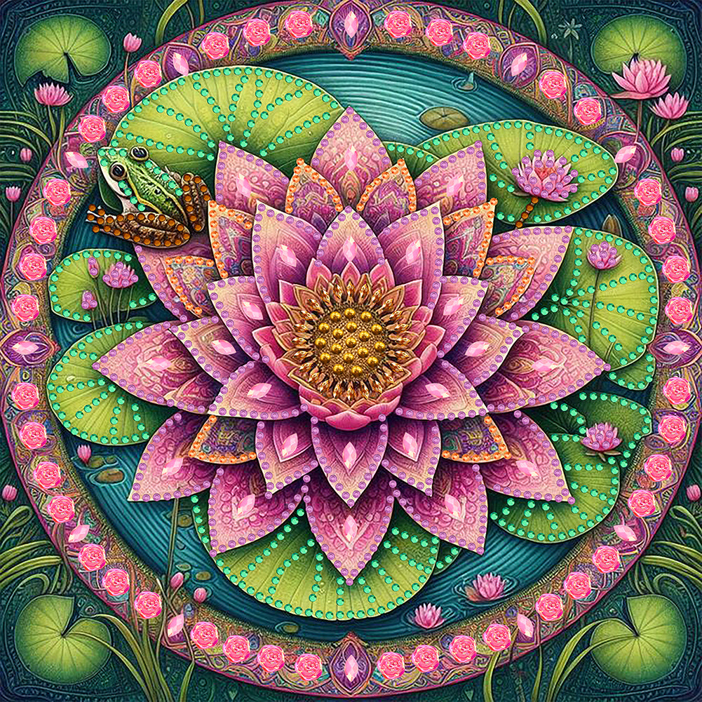 Diamond Painting - Partial Special Shaped - Lotus (30*30CM)