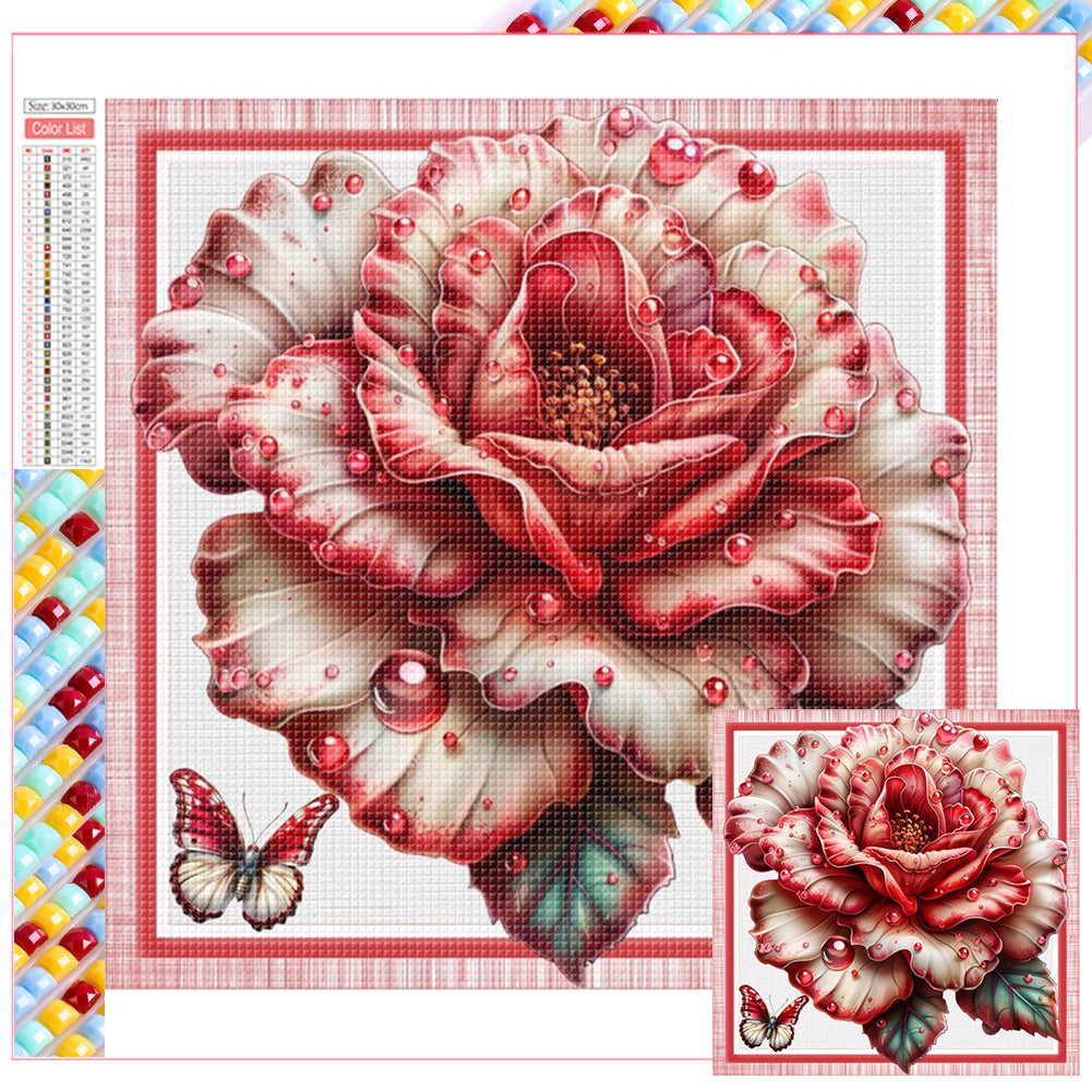 Diamond Painting - Full Square - Red and White Flowers (30*30CM)