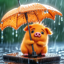 Load image into Gallery viewer, Diamond Painting - Full Round - Pig under the umbrella (40*40CM)
