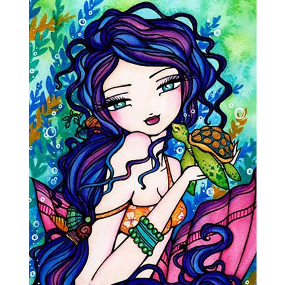 Diamond Painting - Full Round - Girl and turtle (40*50CM)