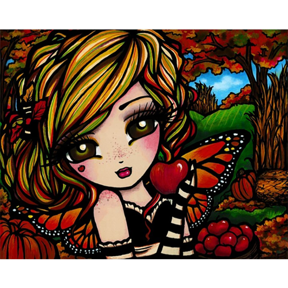 Diamond Painting - Full Round - Girl and butterfly wings (50*40CM)