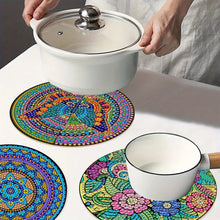 Load image into Gallery viewer, 4Pcs Wooden Mandala Flower Plant DIY Diamond Painting Placemats with Holder
