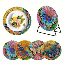 Load image into Gallery viewer, 4Pcs Wooden Butterfly Flower Plant DIY Diamond Painting Placemats with Holder
