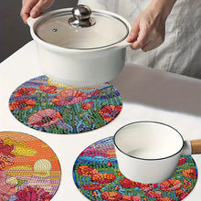 Load image into Gallery viewer, 4Pcs Wooden Flower Plant DIY Diamond Painting Placemats with Holder for Decor
