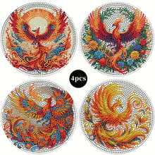 Load image into Gallery viewer, 4Pcs Wooden Phoenix DIY Diamond Painting Placemats with Holder for Home Decor
