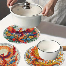Load image into Gallery viewer, 4Pcs Wooden Phoenix DIY Diamond Painting Placemats with Holder for Home Decor
