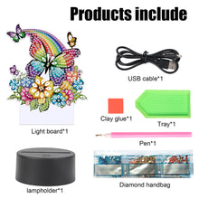 Load image into Gallery viewer, Animal Diamond Painting Night Light DIY Diamond Painting Lamp(Rainbow Butterfly)
