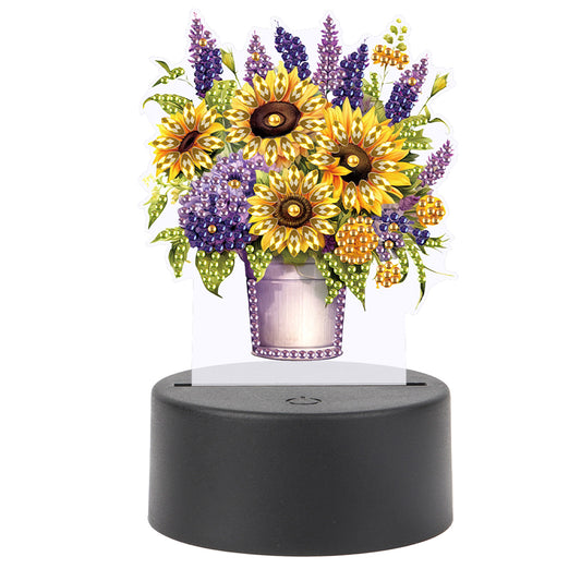 Flower Diamond Painting Night Light 5D DIY Diamond Painting Lamp (Bouquet)