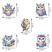 Load image into Gallery viewer, 5Pcs Acrylic Double Sided Owl Diamond Painting Keychain for Beginners Adults

