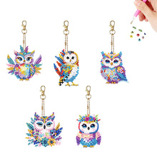 Load image into Gallery viewer, 5Pcs Acrylic Double Sided Owl Diamond Painting Keychain for Beginners Adults
