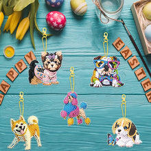 Load image into Gallery viewer, 5Pcs Acrylic Double Sided Dog Diamond Painting Keychain for Beginners Adults
