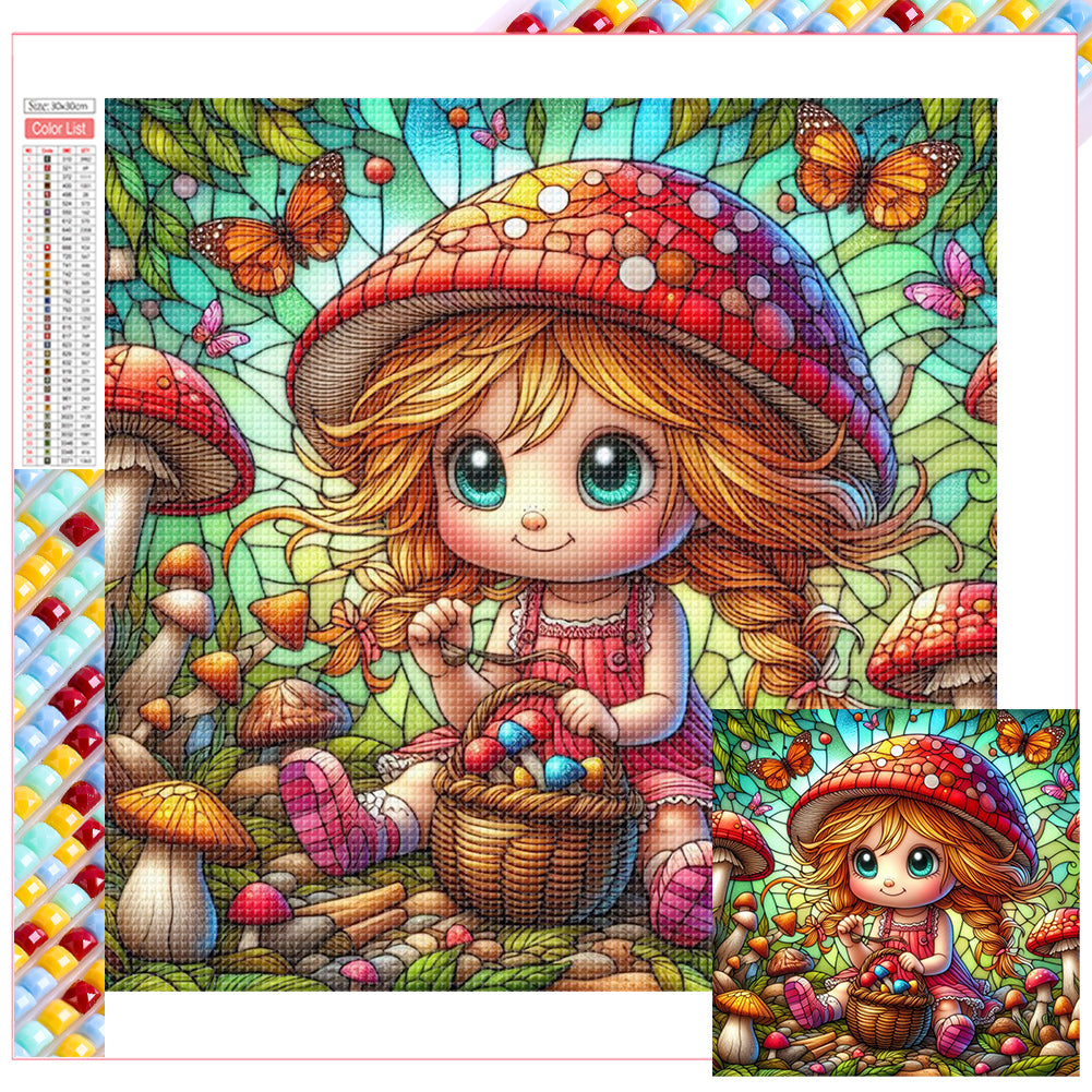 Diamond Painting - Full Square - Girl Picking Mushrooms (30*30CM)