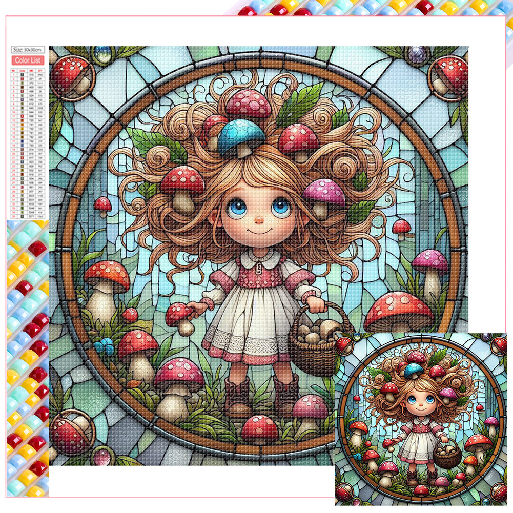 Diamond Painting - Full Square - Girl Picking Mushrooms (30*30CM)