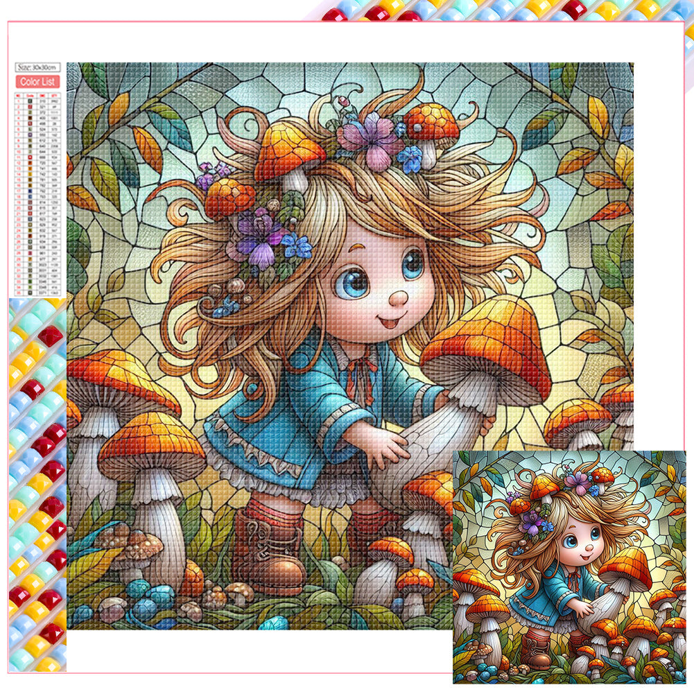 Diamond Painting - Full Square - Girl Picking Mushrooms (30*30CM)