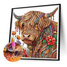 Load image into Gallery viewer, Diamond Painting - Partial Special Shaped - Poppy Highland Yak (30*30CM)
