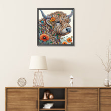 Load image into Gallery viewer, Diamond Painting - Partial Special Shaped - Poppy Highland Yak (30*30CM)
