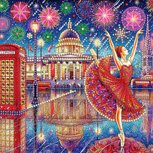 Load image into Gallery viewer, Diamond Painting - Partial Special Shaped - Rainy Night Fireworks Ballerina (30*30CM)
