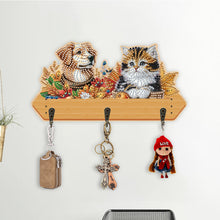 Load image into Gallery viewer, Wooden Cats Dogs 3 Hooks Diamond Painting Hook Rail Aniaml for Home Office Decor
