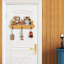 Load image into Gallery viewer, Wooden Cats Dogs 3 Hooks Diamond Painting Hook Rail Aniaml for Home Office Decor
