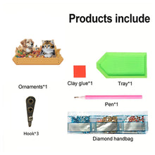 Load image into Gallery viewer, Wooden Cats Dogs 3 Hooks Diamond Painting Hook Rail Aniaml for Home Office Decor
