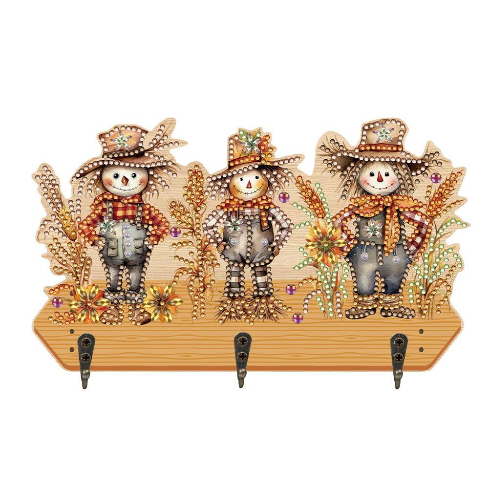 Wooden Cats Dogs 3 Hooks Diamond Painting Hook Rail Aniaml for Home Office Decor