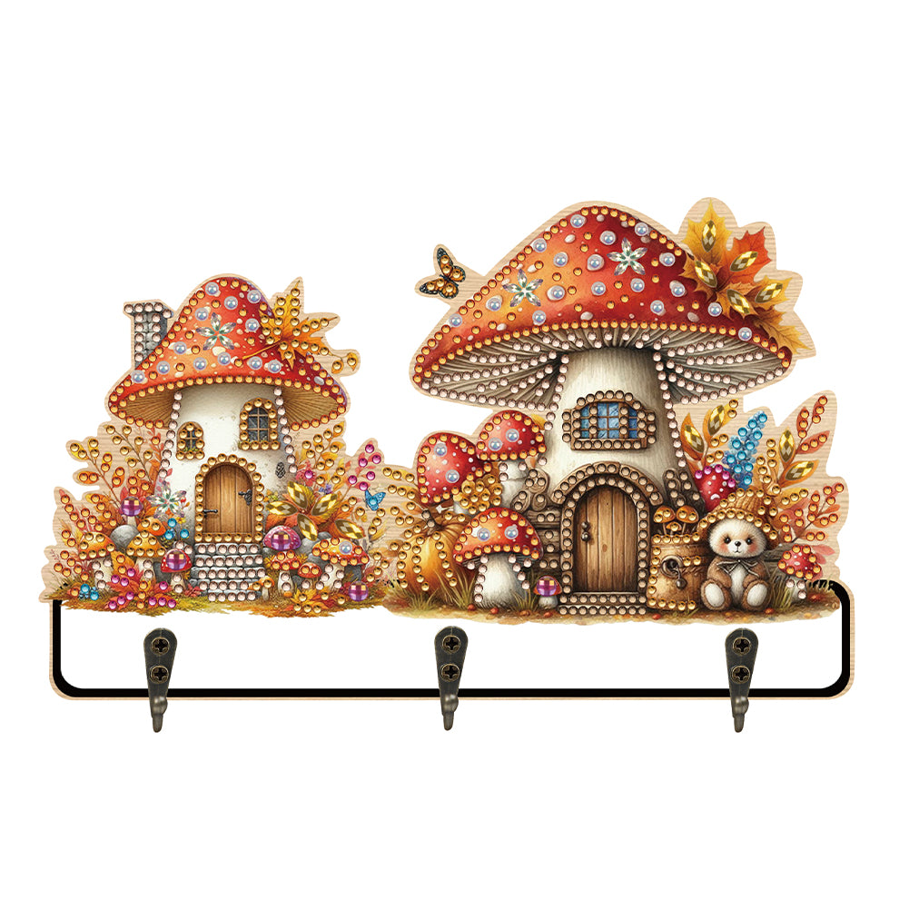 Wooden Cats Dogs 3 Hooks Diamond Painting Hook Rail Aniaml for Home Office Decor