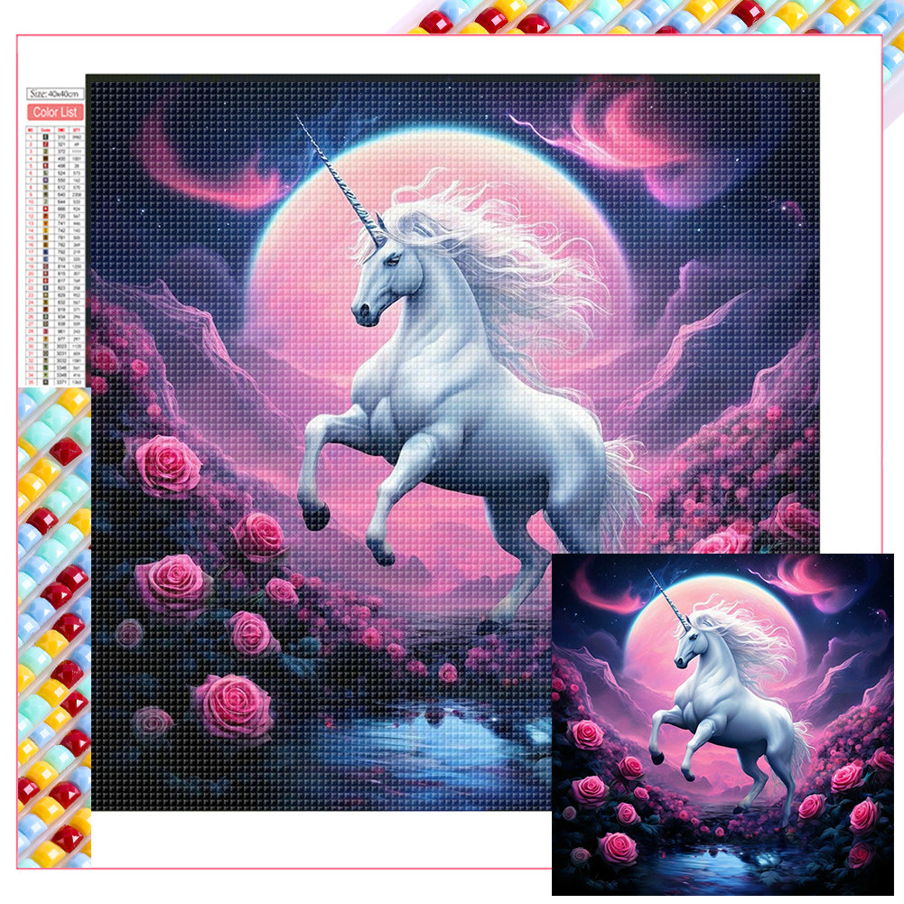 Diamond Painting - Full Square - Purple White Horse (40*40CM)