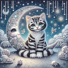 Load image into Gallery viewer, Diamond Painting - Partial Special Shaped - Moon and Cat (30*30CM)
