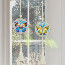 Load image into Gallery viewer, 2Pcs Wooden Double Sided Butterfly Diamond Art Hanging Tassel Pendant Decoration
