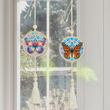 Load image into Gallery viewer, 2Pcs Wooden Double Sided Butterfly Diamond Art Hanging Tassel Pendant Decoration
