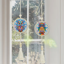 Load image into Gallery viewer, 2Pcs Wooden Double Sided Owl Diamond Art Hanging Tassel Pendant for Beginner
