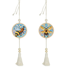Load image into Gallery viewer, 2Pcs Wooden Double Sided Bee Diamond Art Hanging Tassel Pendant for Beginner
