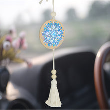 Load image into Gallery viewer, 2Pcs Wooden Double Sided Snowflake Diamond Art Hanging Tassel Pendant Decoration

