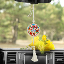 Load image into Gallery viewer, 2Pcs Wooden Double Sided Snowflake Wreath Diamond Art Hanging Tassel Pendant
