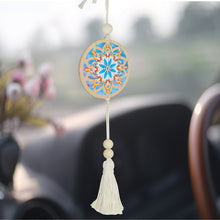 Load image into Gallery viewer, 2Pcs Wooden Double Sided Snowflake Wreath Diamond Art Hanging Tassel Pendant
