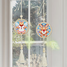 Load image into Gallery viewer, 2Pcs Wooden Double Sided Elk Gingerbread Man Diamond Art Hanging Tassel Pendant
